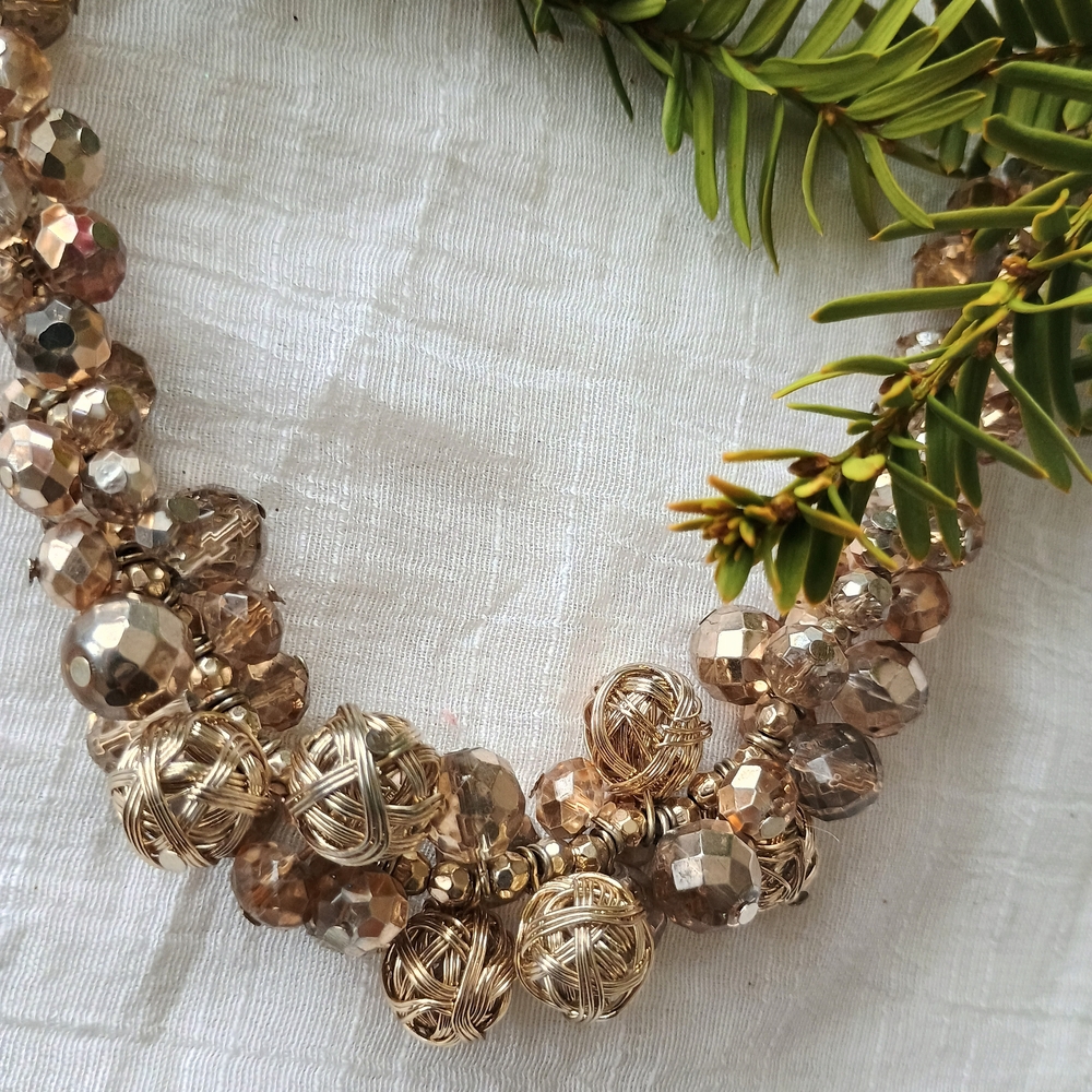 🫐 CLUTTER CORE 🫐 VTG champagne Vera Wang cluster necklace, Maximalist Necklace